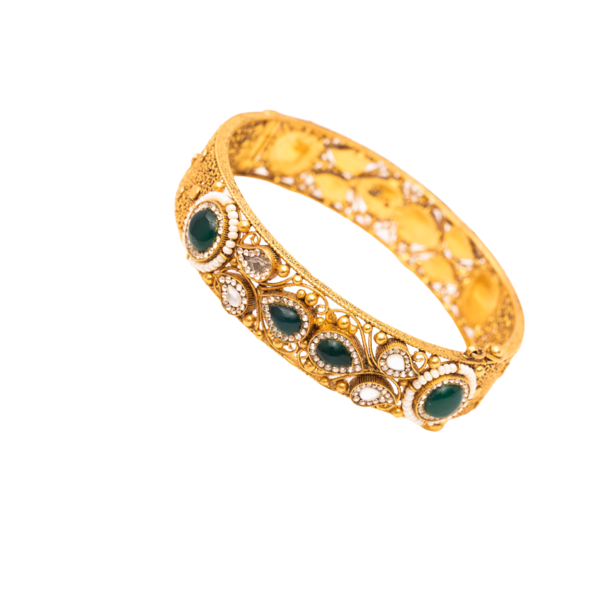 Glimmering Gems Antique Gold Bangles