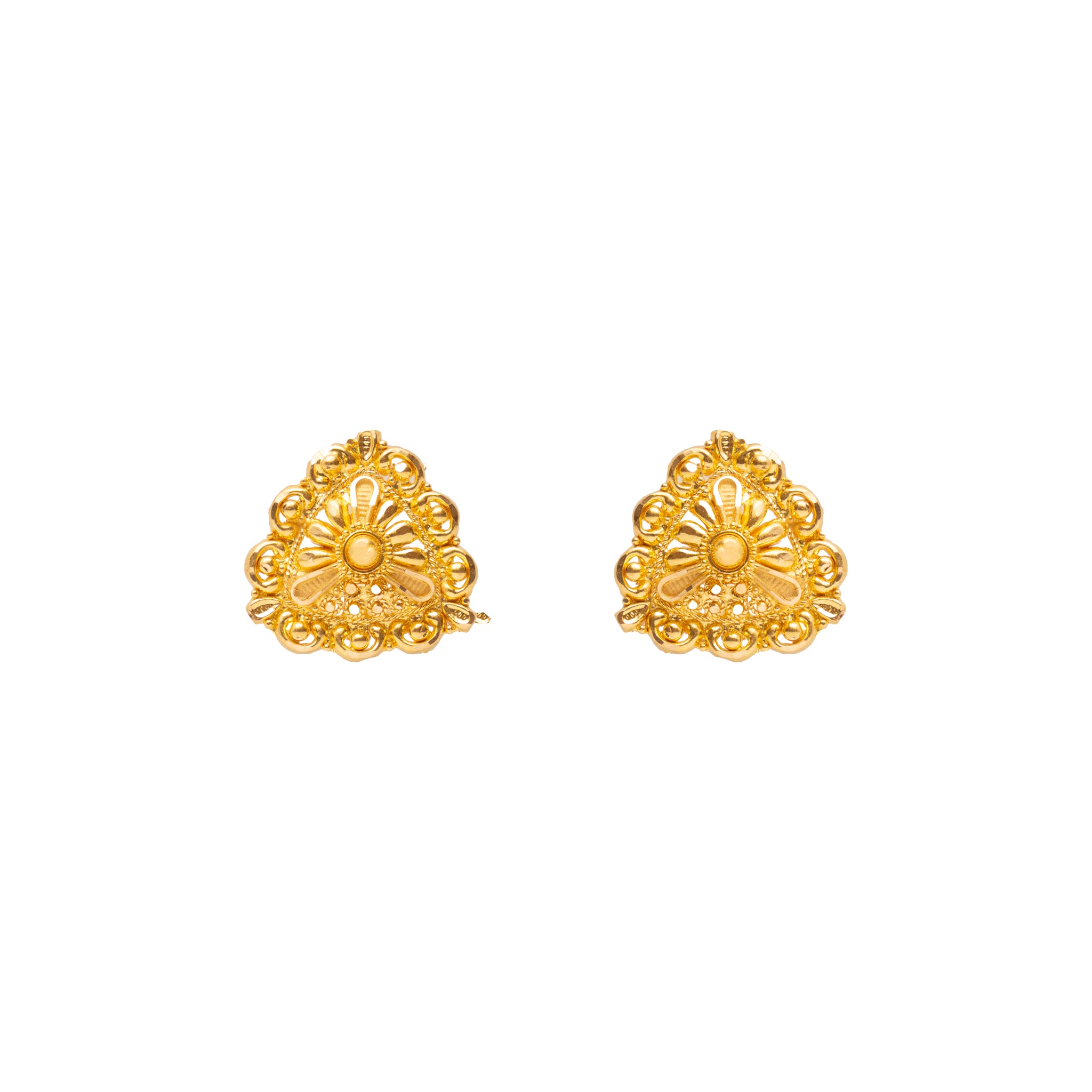 Tri Shape Stud Gold Earrings