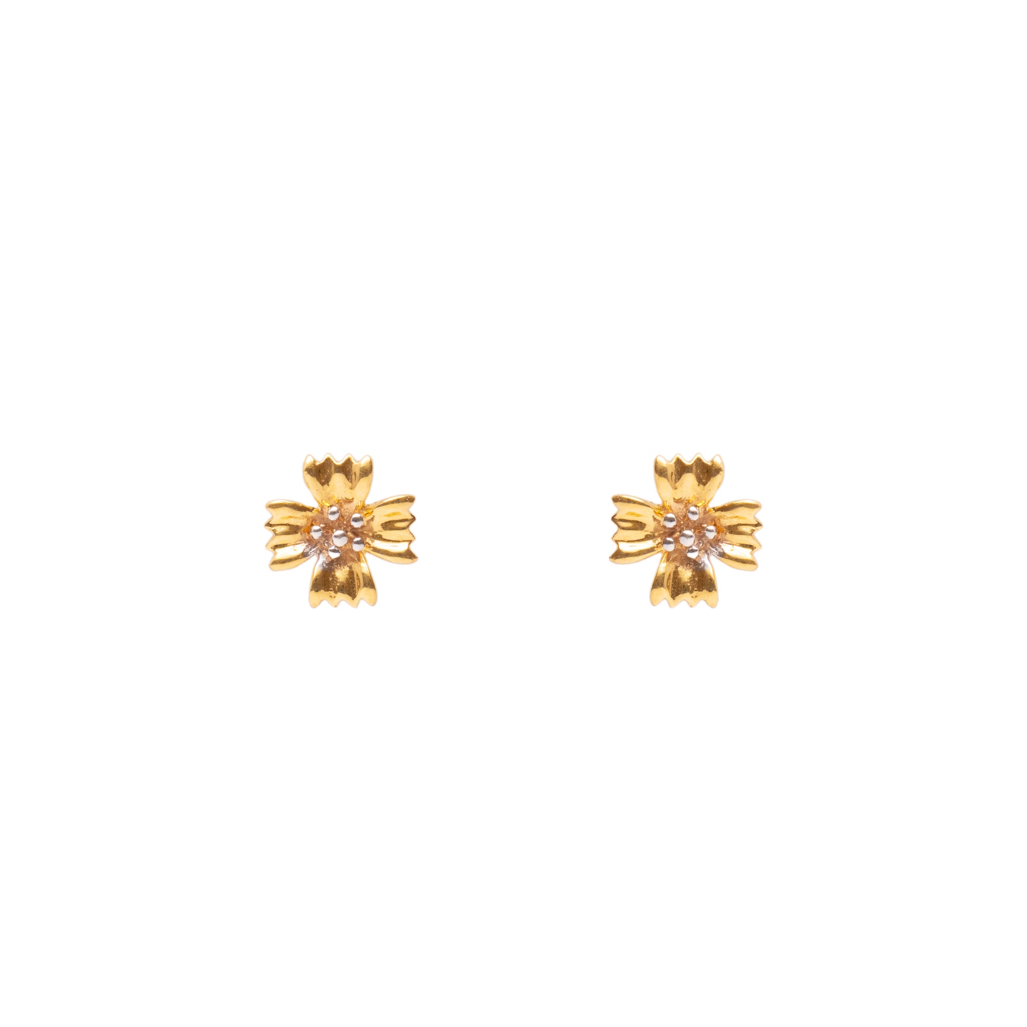 Dual Tone Flower Gold Earrings