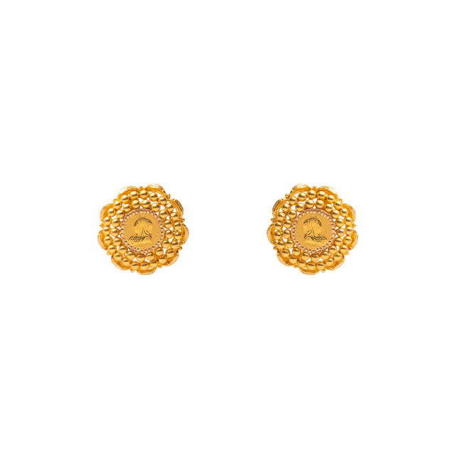 Gold Charm Stud Earrings