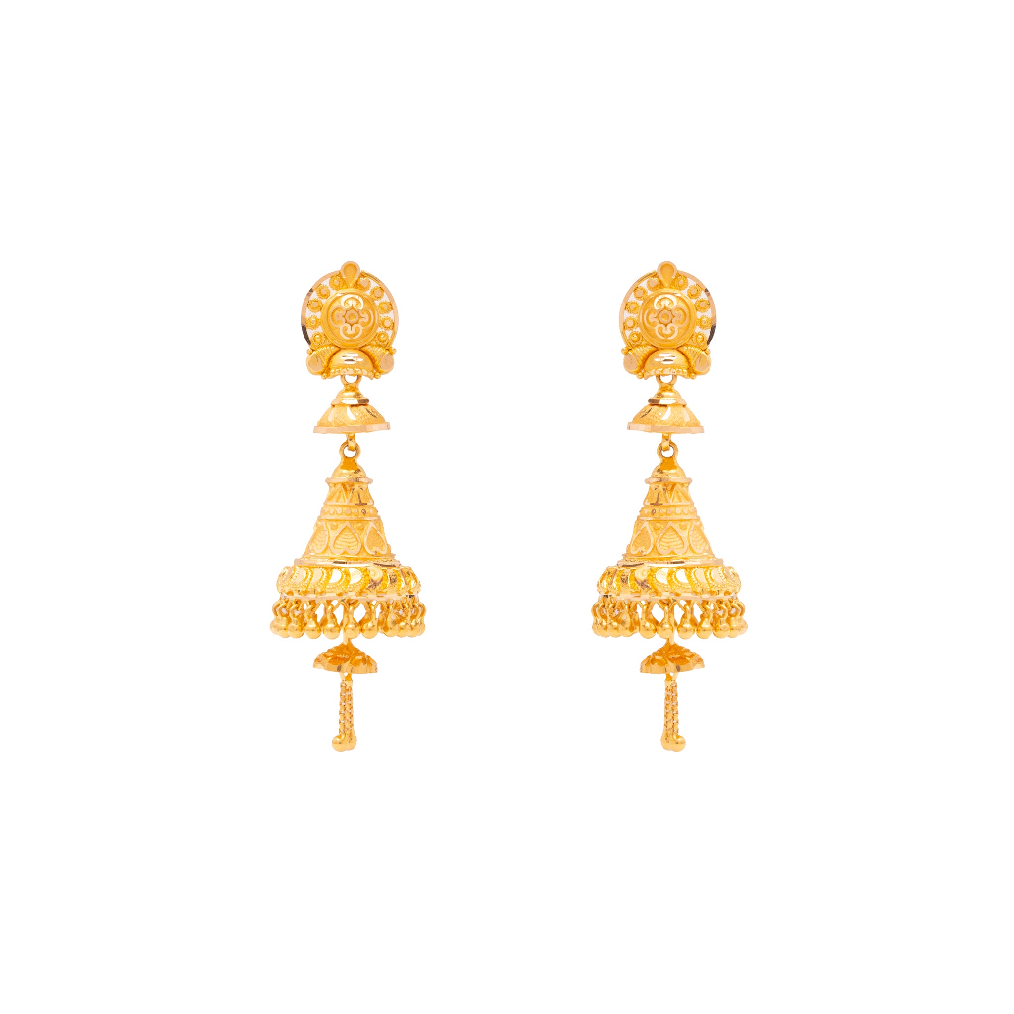Sparkling Traditional Gold Jhumka Earrings