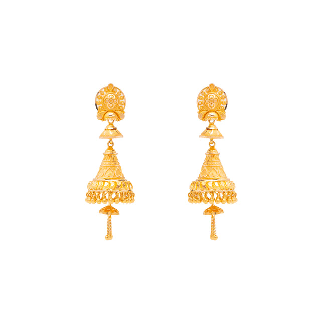 Sparkling Traditional Gold Jhumka Earrings