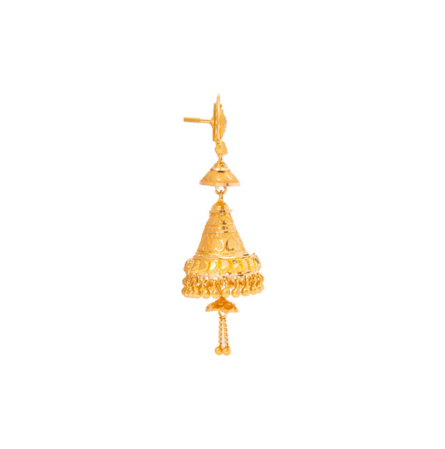 Sparkling Traditional Gold Jhumka Earrings