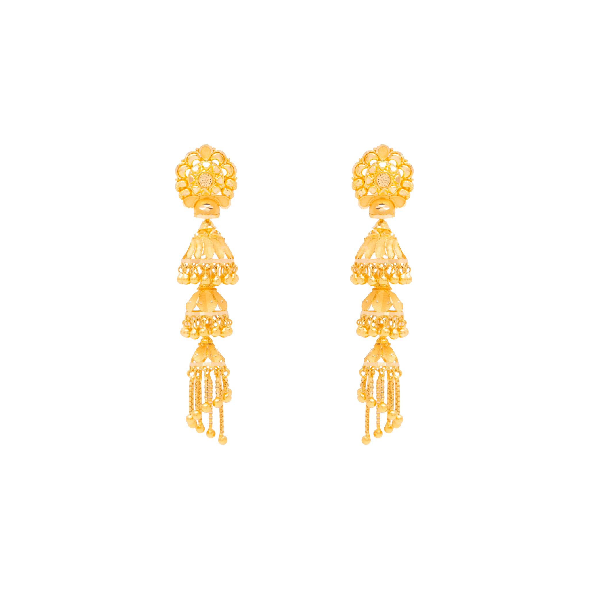 Traditional Layered  Gold Jhumka Earrings