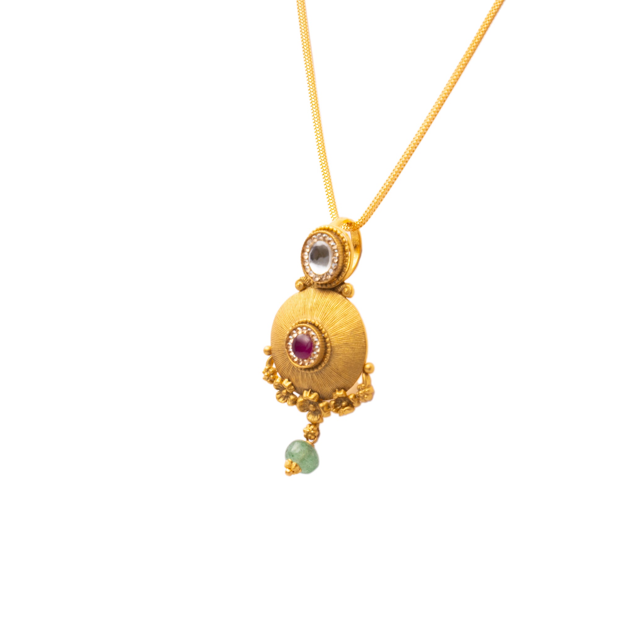 Color Stone Gold Pendant Set