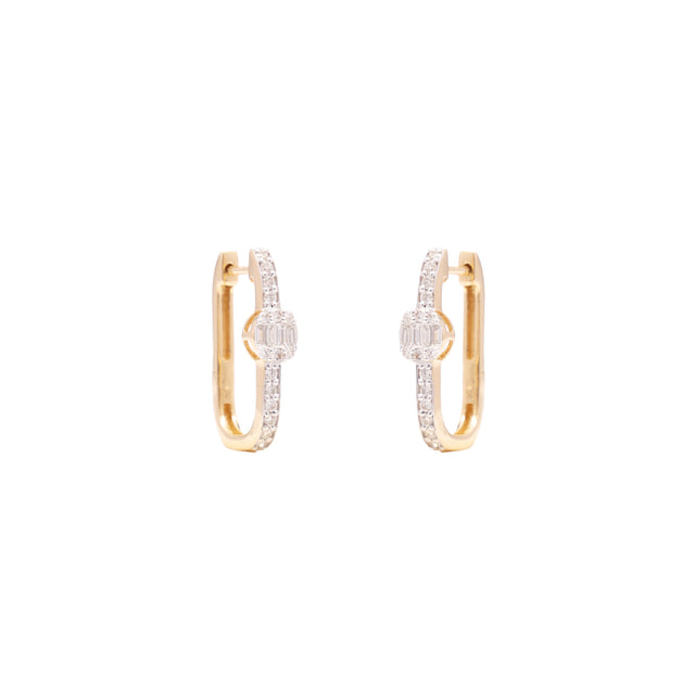 In Line Diamond Hoops Earrings